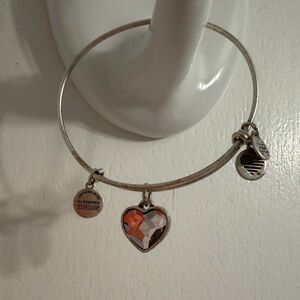 Alex and Ani Light Pink Crystal Heart Charm Bracelet.